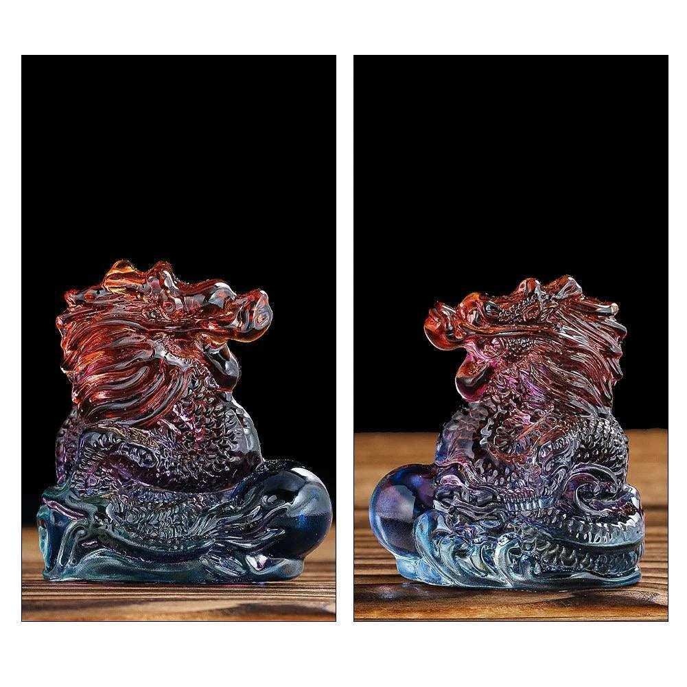 Chinese Crystal Dragon Figurine Ornaments Twelve Zodiac Loong Portraits Feng Shui Crafts Glass Art Shop Opening Gifts Room Decor