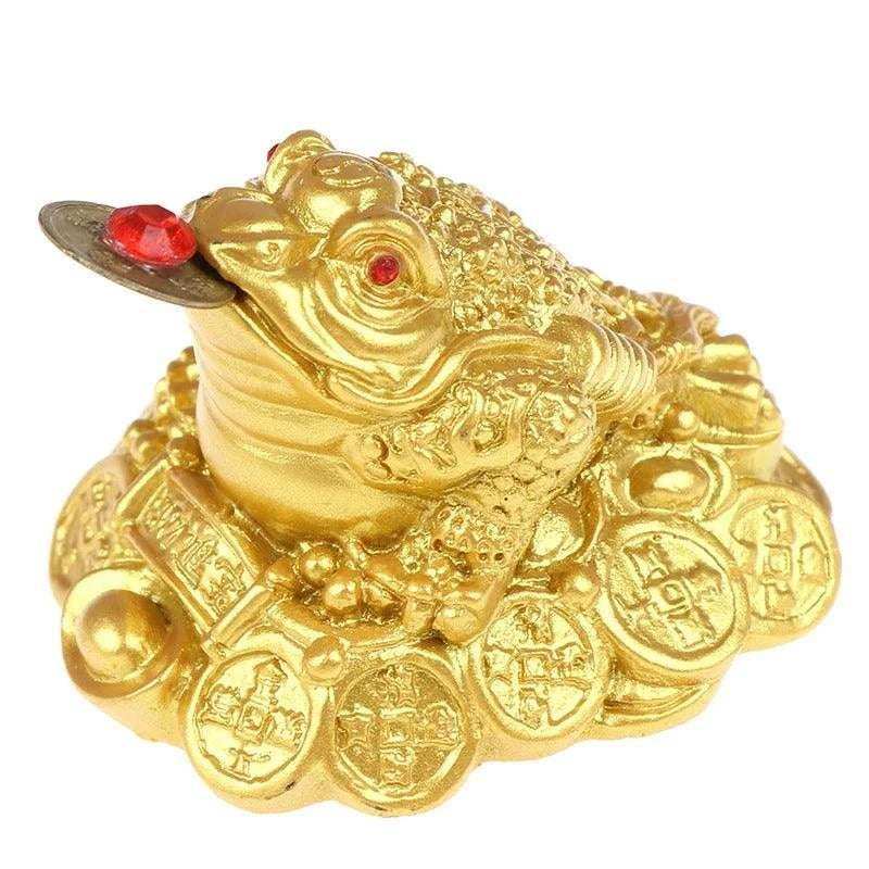 Traditional Chinese Feng Shui Money Toad – Bronze Three-Legged Statue for Wealth and Good Fortune Gold