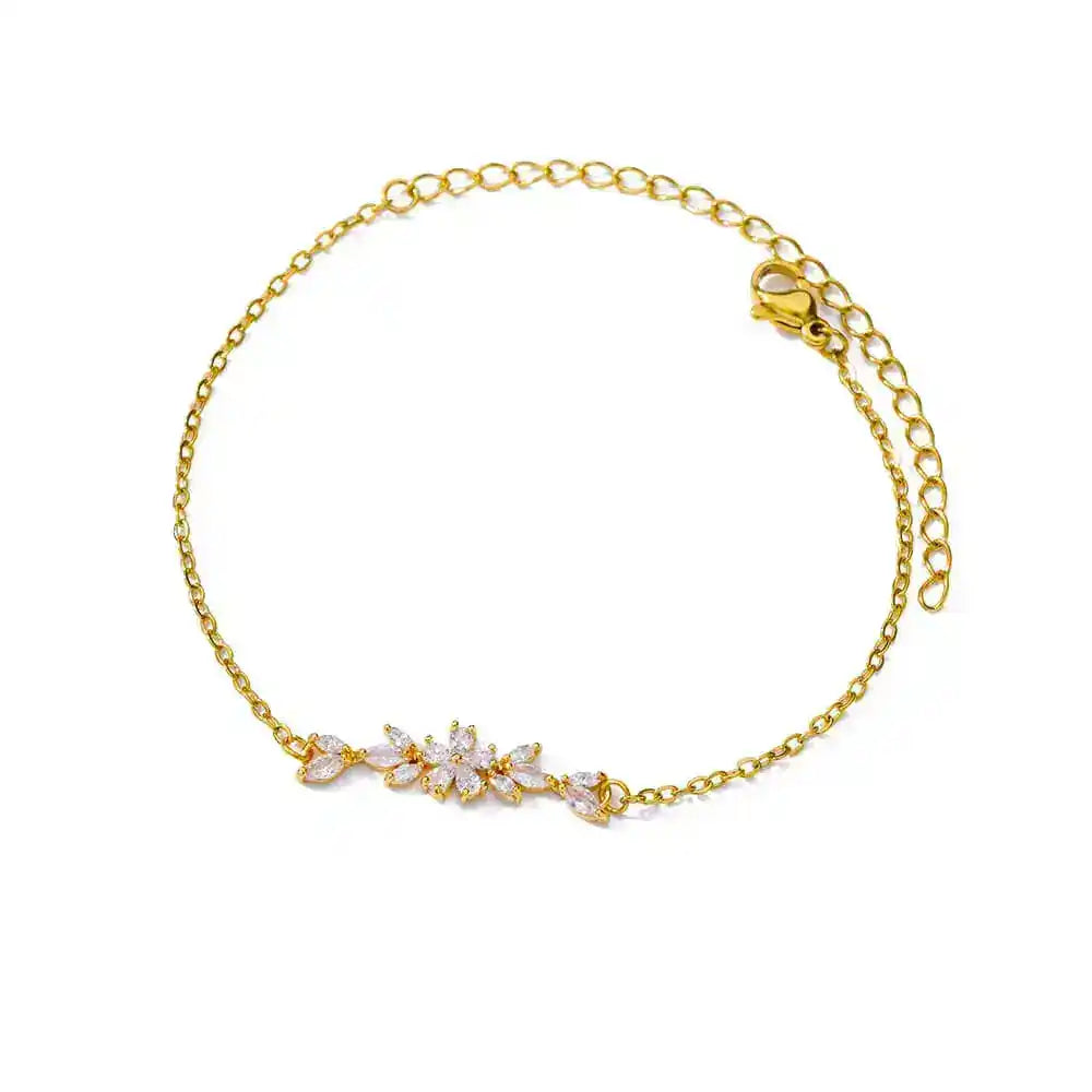 Gold-Plated Crystal Cross Bracelet for Women – Feng Shui Amulet for Protection & Good Luck, Fashion Stainless Steel Religious Jewelry