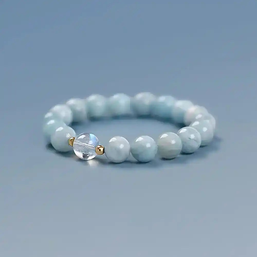 Aquamarine and white crystal bracelet, Strong Protection and Positive energy bracelet, Hand jewelry, 1pc