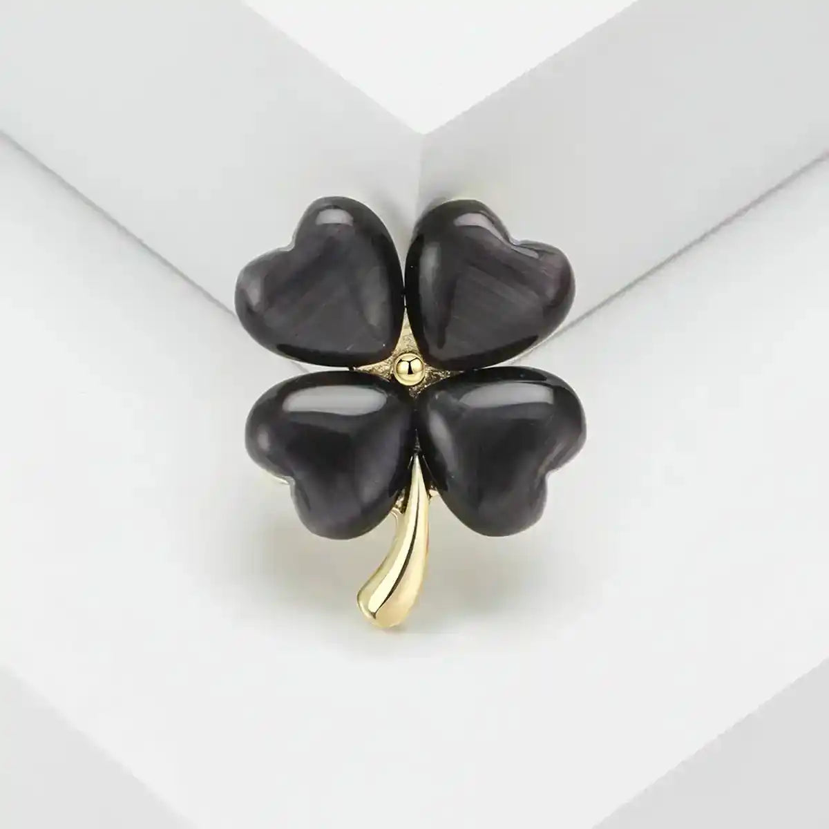 Feng Shui Crystal Brooch – Floral Pin for Good Luck, Prosperity & Style MM-BR-2947-BK