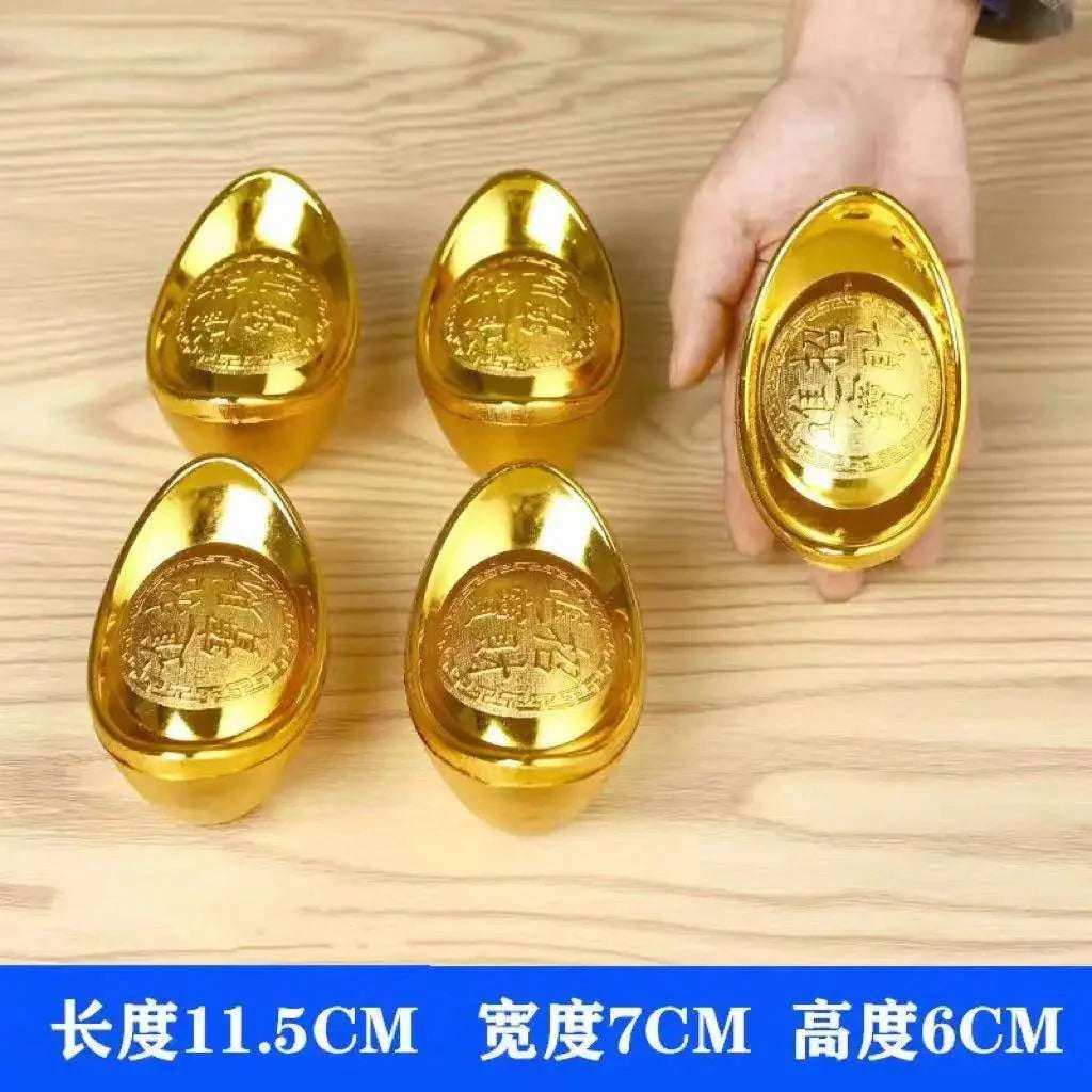INS Lucky Gold Dollar Treasure Ancient Chinese Money Yuanbao Ornaments Office Shop Fengshui Decors Festive Candy Snacks Box Gift mini 11.5cm