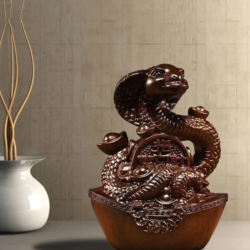 Wooden Carving Snake Doll Ornaments Chinese Feng Shui Snake Figurines 2025 Year Of The Snake Snake Sculptur Decoration Crafts