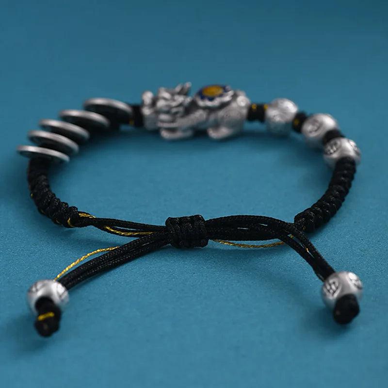 Feng Shui Pixiu Lucky Prayer Coin Beads Bracelet for Men Women Handmade Woven Red Rope Wristband Couple Friendship Jewelry Gifts