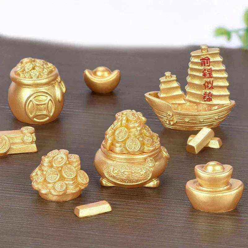 Gold Feng Shui Prosperity Money Tree Ornament for Spring Festival Home Decor