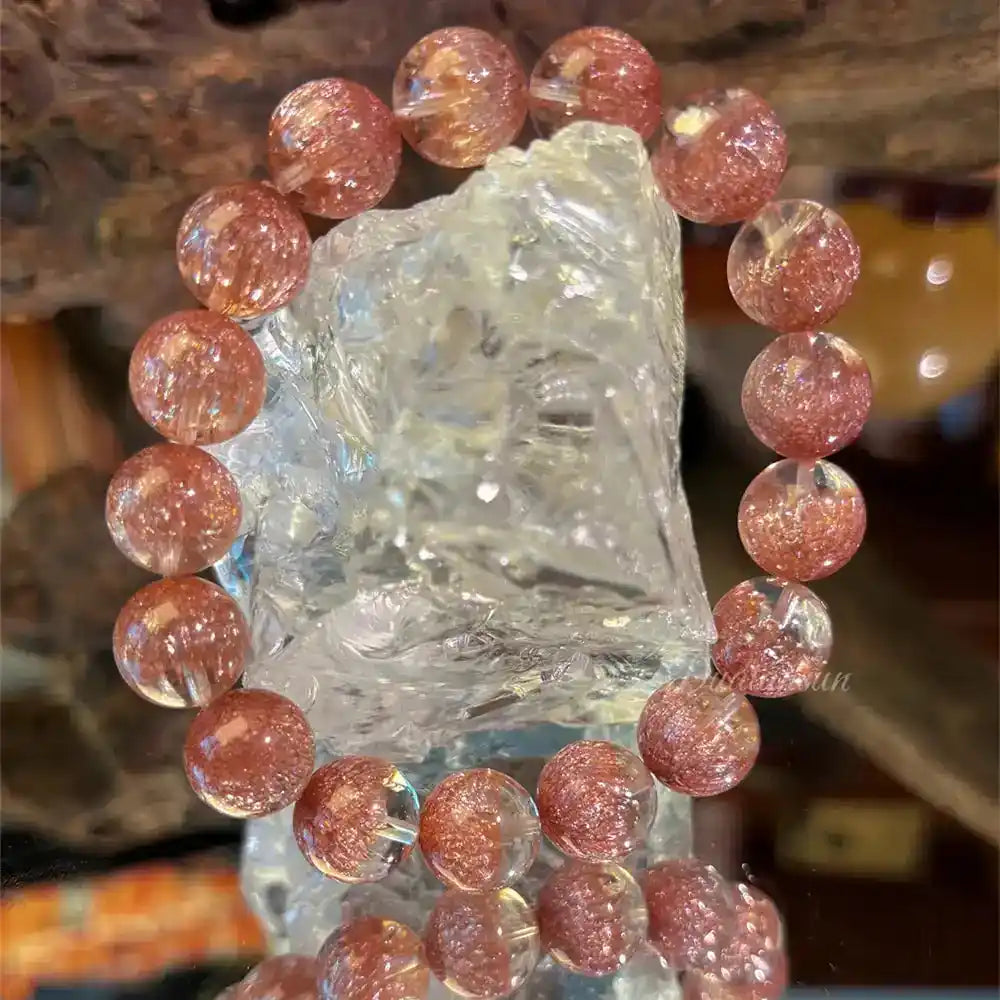 Red Currant Super Seven Crystal Stretch Bracelet Abundance Stone with Rare Inclusions Elastic Band Spiritual Jewelry Unisex Gift