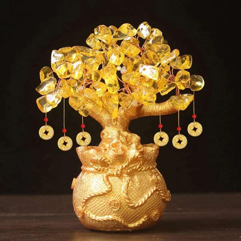 Lucky Tree Wealth Resin Natural Money Tree Ornaments Bonsai Style Wealth Luck Feng Shui Ornaments Craft