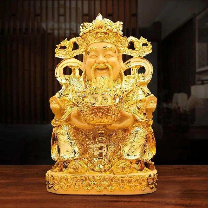 Chinese Style Lucky Fengshui God of Wealth Ornaments for Home Living Room Store Opening Gifts Sculptures Crafts