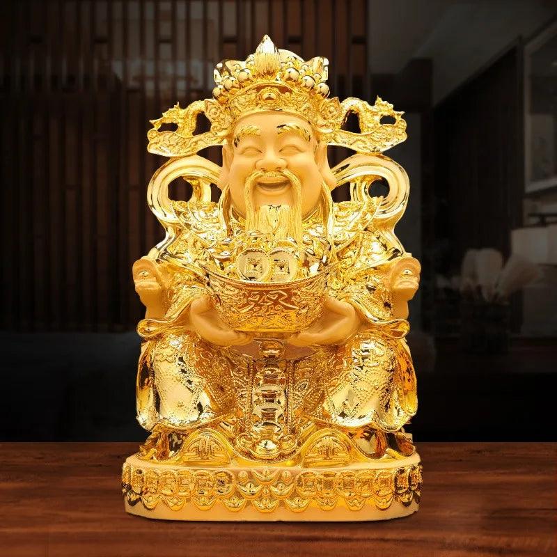 Gaya Cina Bertuah Fengshui Dewa Kekayaan Perhiasan untuk Ruang Tamu Rumah Pembukaan Kedai Hadiah Arca Kraf