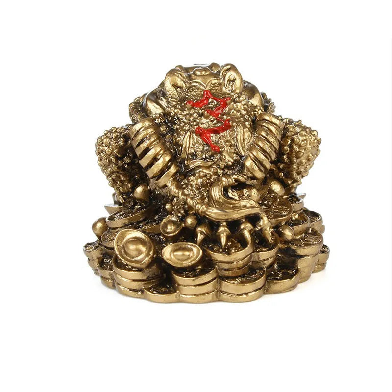 Golden Fortune Coin Money Toad Frog Office Ornaments Decoration Tabletop LUCKY Chinese Wealth Feng Shui Gifts Home