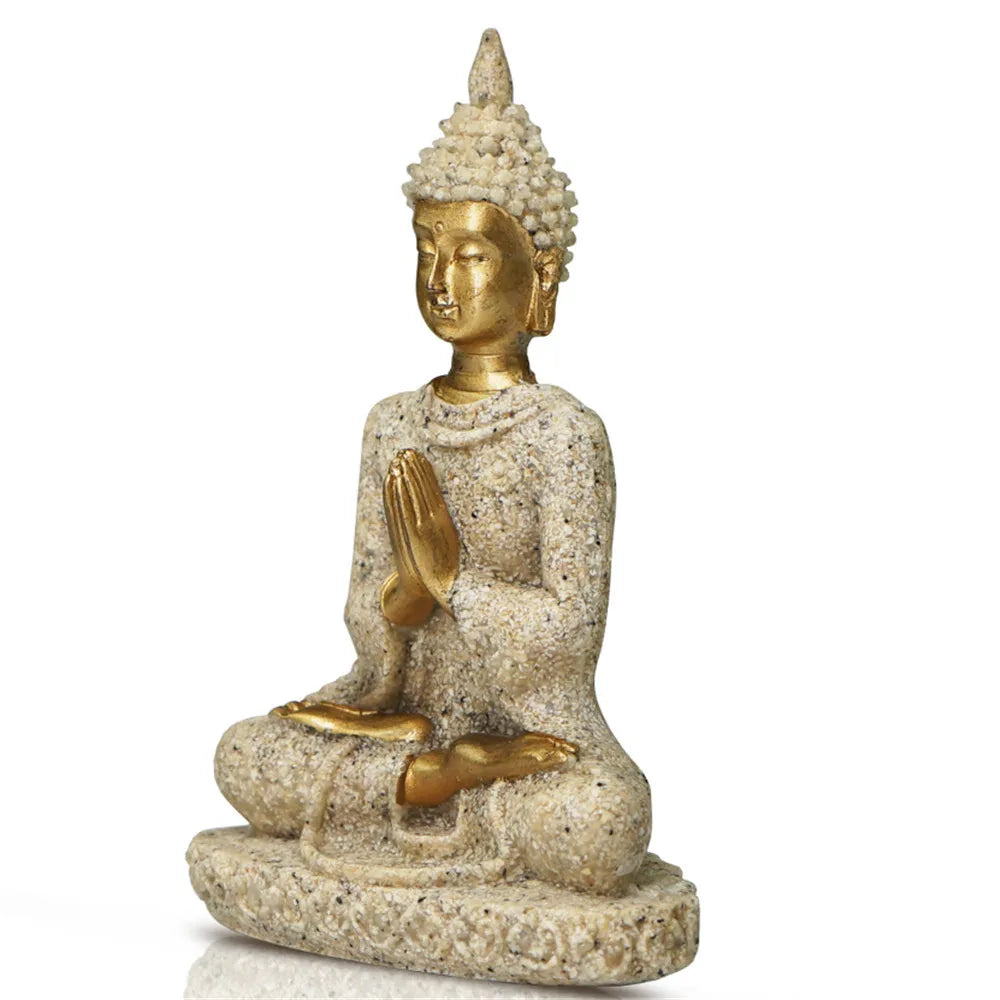 Miniature Buddha Statue Nature Sandstone Fengshui Thailand Buddha Sculpture Hindu Figurine Home Decorative Ornament