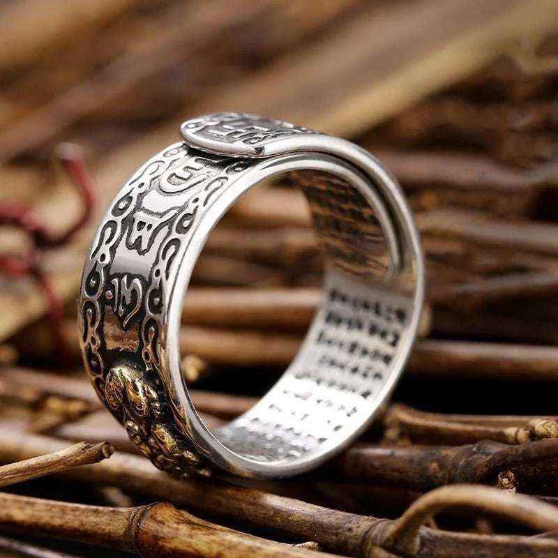 Feng Shui Pixiu Ring Silver Adjustable Wealth Amulet Lucky Jewelry for Men Women