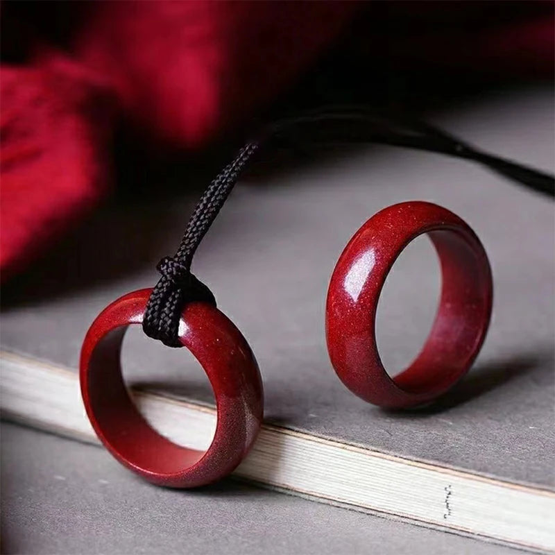 1Pcs FengShui Cinnabar Ring, Symbol Lucky Wealth Amulet Jewelry Gifts Chinese Amulet Talismans Gift Exorcise Evil Spirits