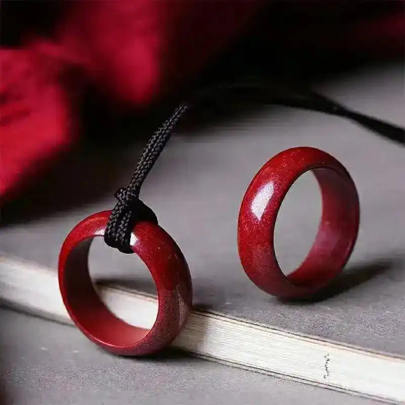 FengShui Cinnabar Ring, Symbol Lucky Wealth Amulet Jewelry Gifts Chinese Amulet Talismans Gift Exorcise Evil Spirits