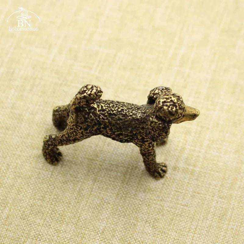 Pure Copper Feng Shui Dog Statue Lucky Poodle Figurine Home Desk Decoration