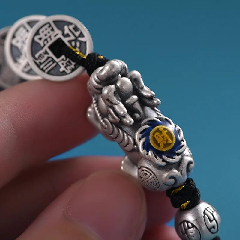 Feng Shui Pixiu Lucky Prayer Coin Beads Bracelet for Men Women Handmade Woven Red Rope Wristband Couple Friendship Jewelry Gifts
