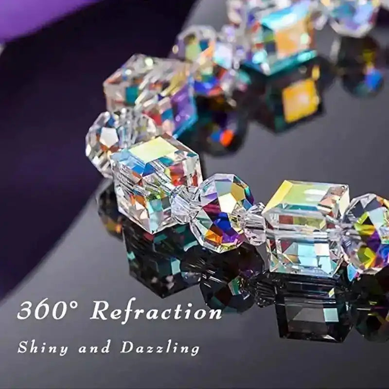 Delysia King 1pcs Women Trendy Cube Crystal Bracelet Luxurious Personality Versatile Wrist Chain Best Friend Gift