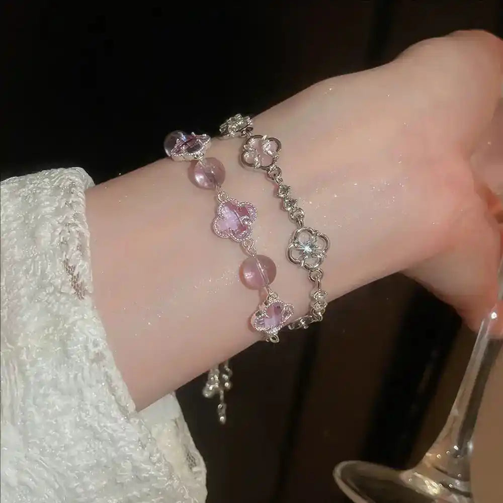 Crystal Flower Adjustable Bracelet Fashionable And Exquisite Wristband Light Luxury High-end Elegant Jewelry
