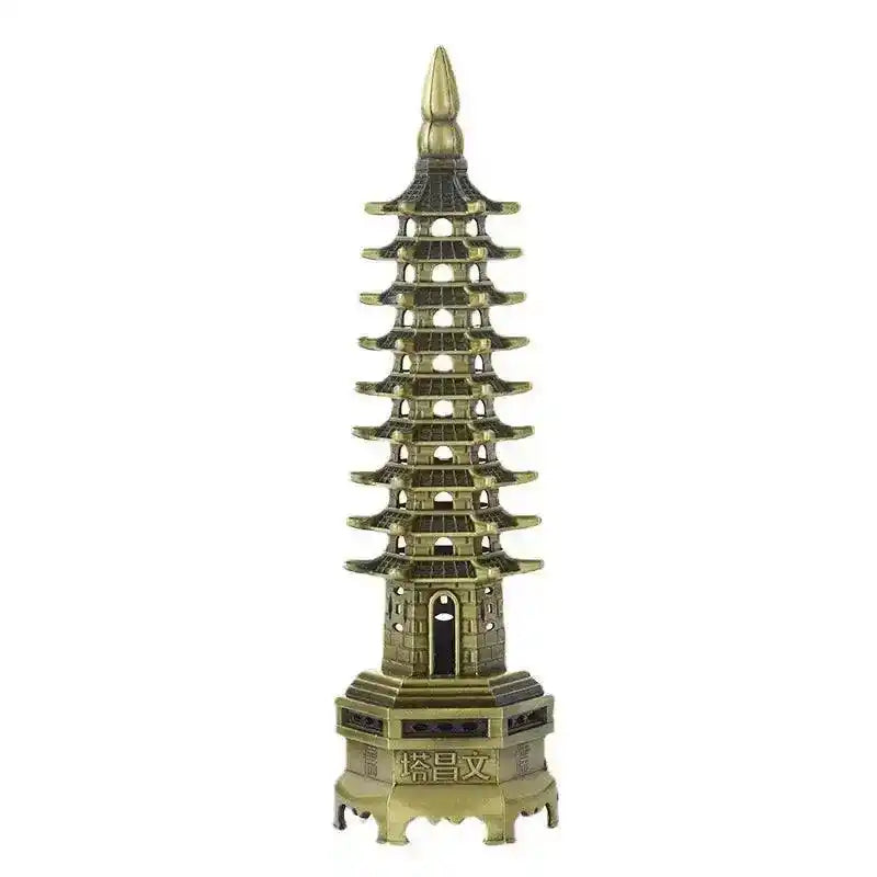 Feng Shui Wenchang Pagoda 9-Level Alloy Model Home Decoration Metal Statue
