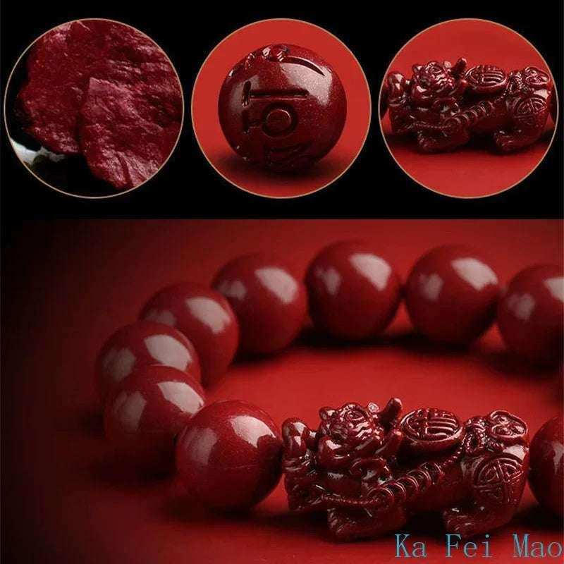 Feng Shui Pixiu Bracelet – Red Cinnabar Lucky Charm for Wealth & Protection