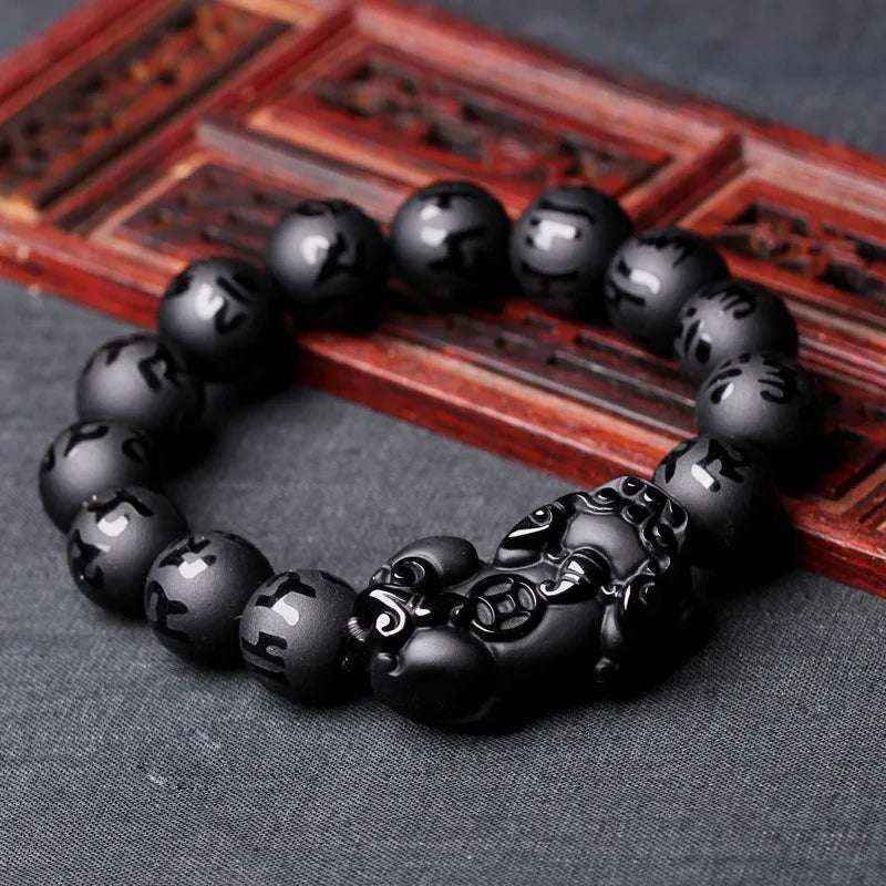 Feng Shui Jewelry Obsidian Pixiu Bracelet Lucky Amulet Gift