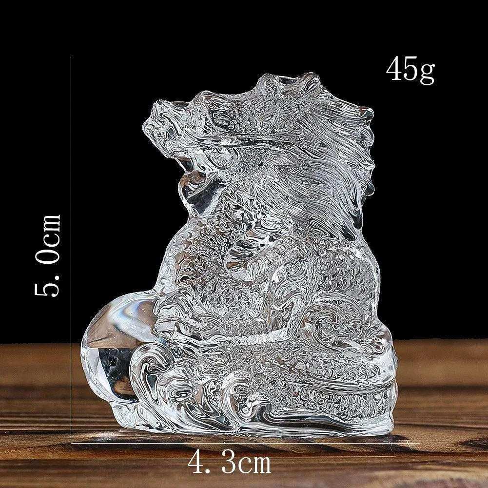 Chinese Crystal Dragon Figurine Ornaments Twelve Zodiac Loong Portraits Feng Shui Crafts Glass Art Shop Opening Gifts Room Decor Clear 1pc