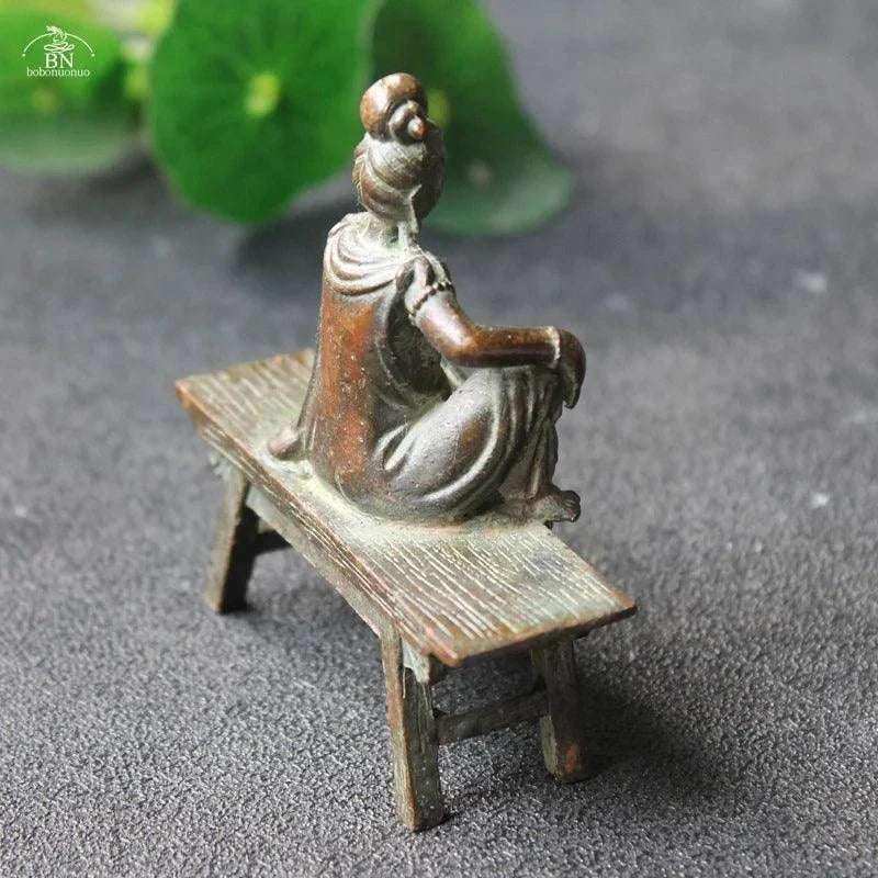 Antique Bronze Guanyin Bodhisattva Statue Feng Shui Home Decor Crafts