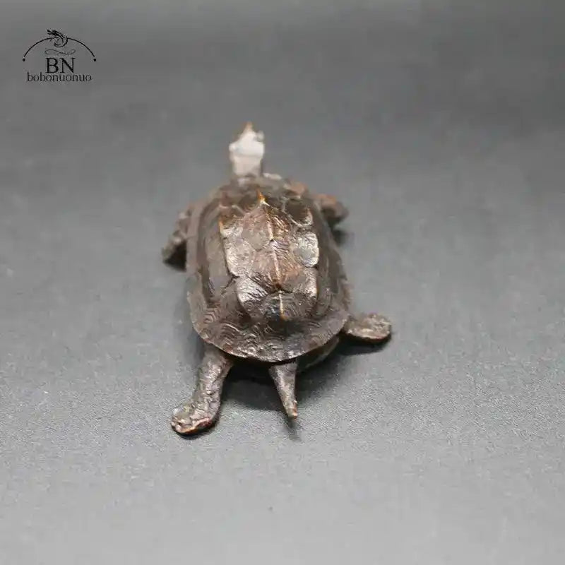 Vintage Copper Bagua Feng Shui Dragon & Turtle Statue | Antique Chinese Desk Ornament & Home Decor Craft Accessory