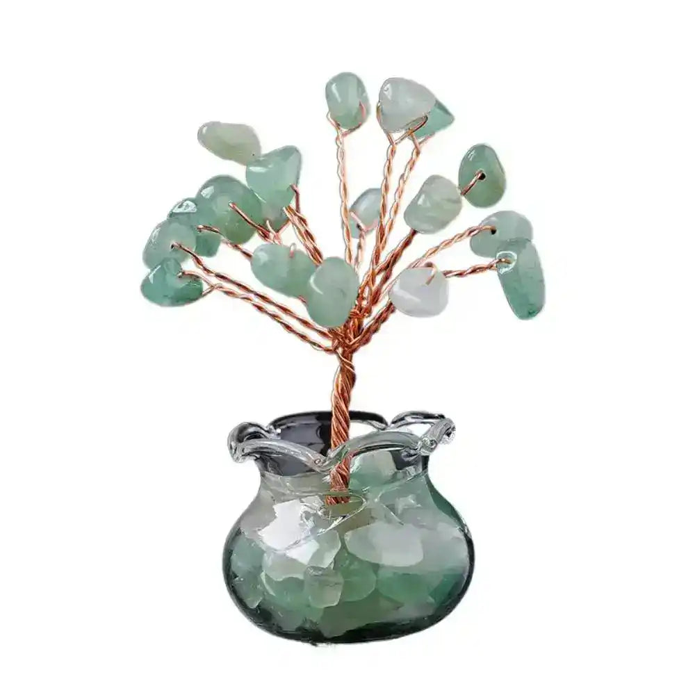 Handmade Feng Shui Crystal Tree Decor for Healing Energy Green