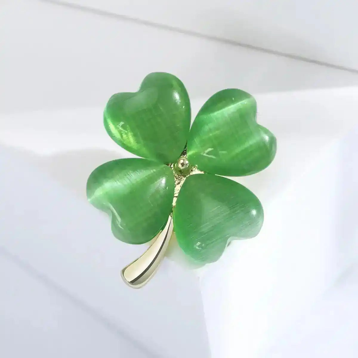 Feng Shui Crystal Brooch – Floral Pin for Good Luck, Prosperity & Style MM-BR-2947-GN
