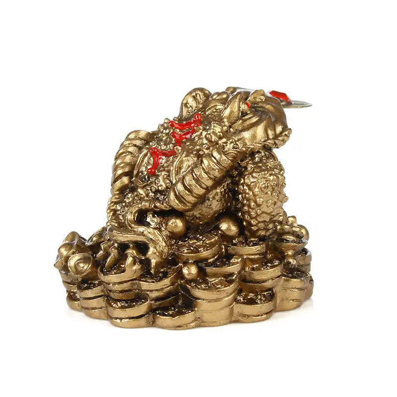 Golden Fortune Coin Money Toad Frog Office Ornaments Decoration Tabletop LUCKY Chinese Wealth Feng Shui Gifts Home