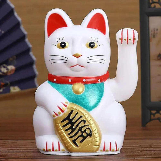 5 Inch/13.5cm Lucky Cat Waving Feng Shui Beckoning Cat Wealth Fortune Lucky Kitty For Home/Shop/Store Decoration 3 Color Choose White CHINA