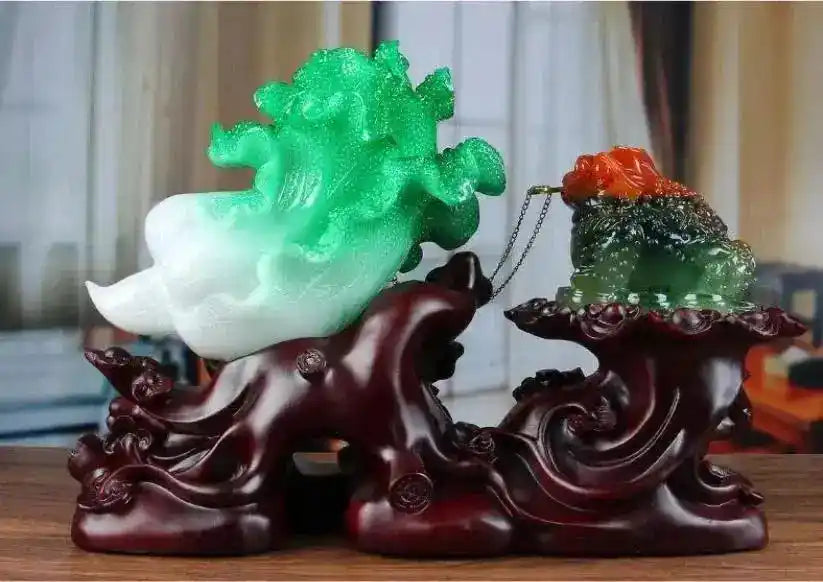 Fortune Golden Toad Decorative Cabbage Decoration Office Living Room Shop Gold Cicada Toad Feng Shui Opening Craft Gift