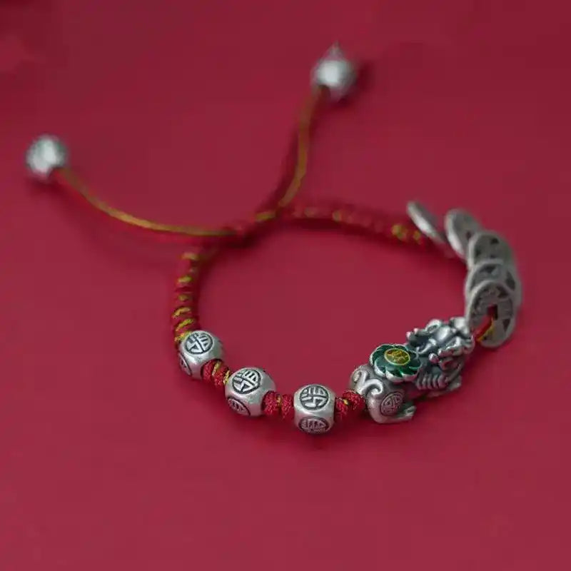 Feng Shui Pixiu Red Rope Bracelet Handmade Lucky Wealth Protection Jewelry for Men and Women