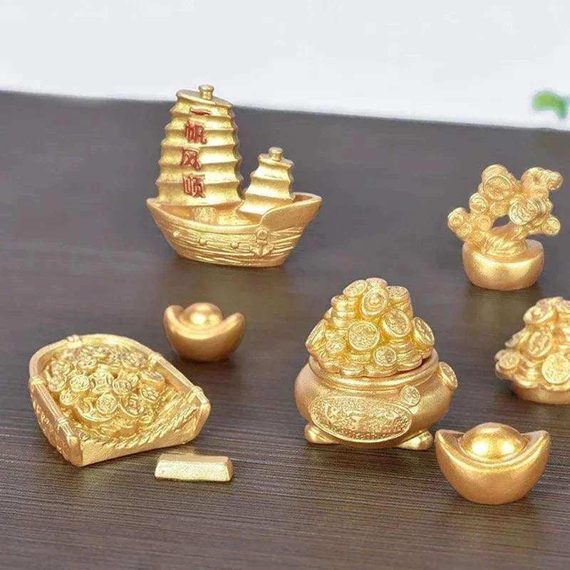 Gold Feng Shui Prosperity Money Tree Ornament for Spring Festival Home Decor