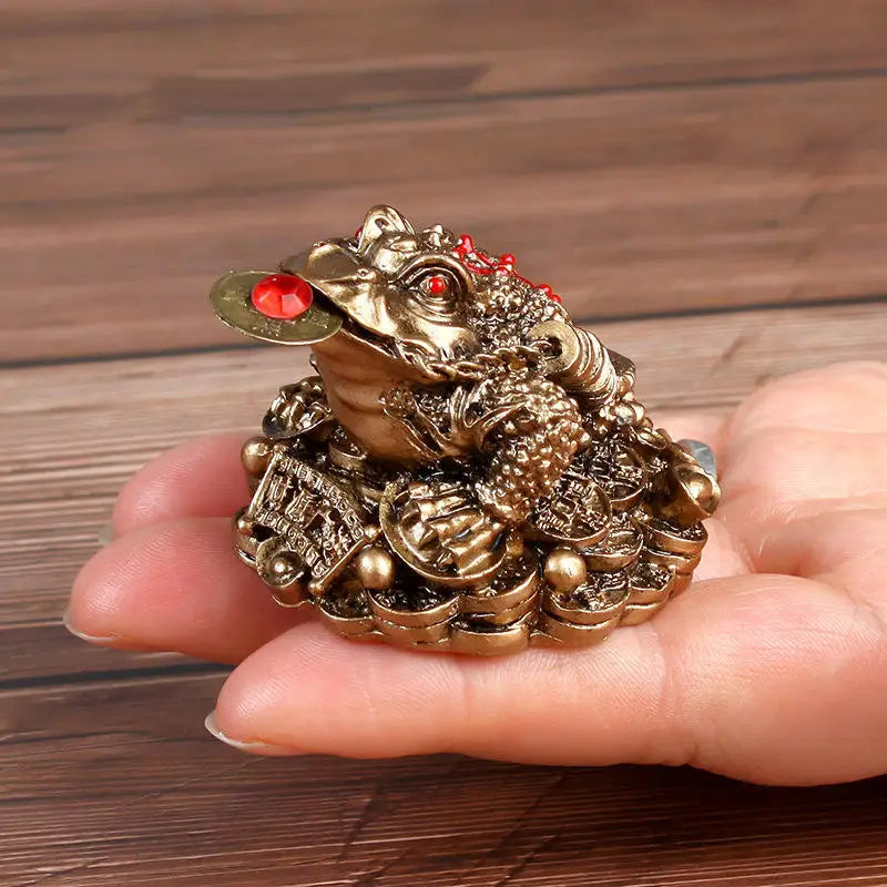 Golden Fortune Coin Money Toad Frog Office Ornaments Decoration Tabletop LUCKY Chinese Wealth Feng Shui Gifts Home