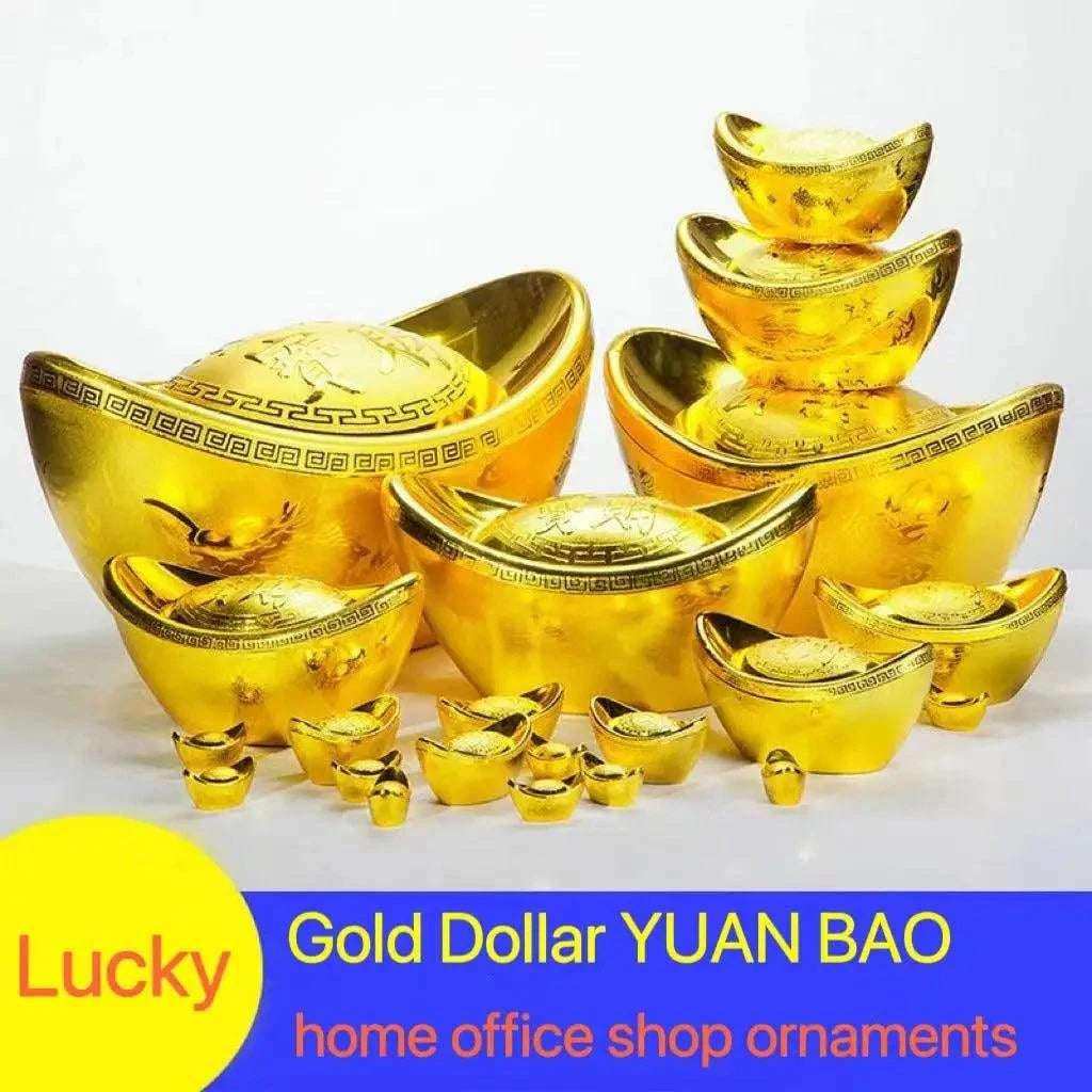 INS Lucky Gold Dollar Treasure Ancient Chinese Money Yuanbao Ornaments Office Shop Fengshui Decors Festive Candy Snacks Box Gift