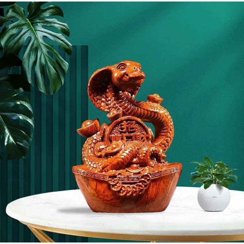 Wooden Carving Snake Doll Ornaments Chinese Feng Shui Snake Figurines 2025 Year Of The Snake Snake Sculptur Decoration Crafts