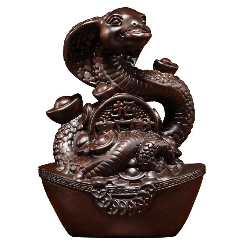 A2 Wooden Carving Snake Doll Ornaments Chinese Feng Shui Snake Figurines 2025 Year Of The Snake Snake Sculptur Decoration Crafts