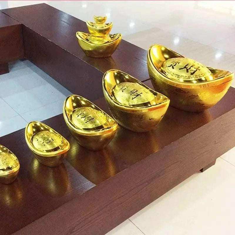 INS Lucky Gold Dollar Treasure Ancient Chinese Money Yuanbao Ornaments Office Shop Fengshui Decors Festive Candy Snacks Box Gift