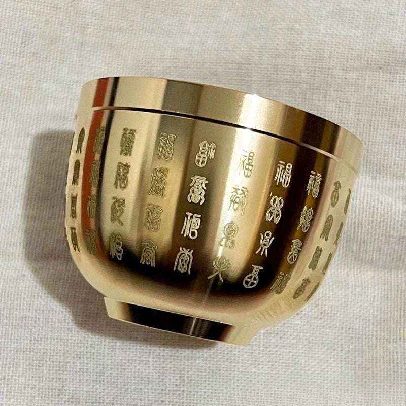 Gold Feng Shui Blessing Bowl Copper Handmade Meaningful Gift
