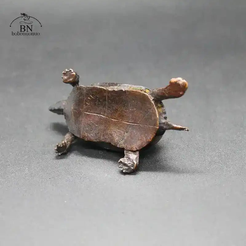 Vintage Copper Bagua Feng Shui Dragon & Turtle Statue | Antique Chinese Desk Ornament & Home Decor Craft Accessory