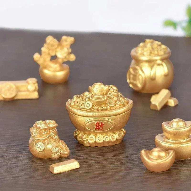 Gold Feng Shui Prosperity Money Tree Ornament for Spring Festival Home Decor