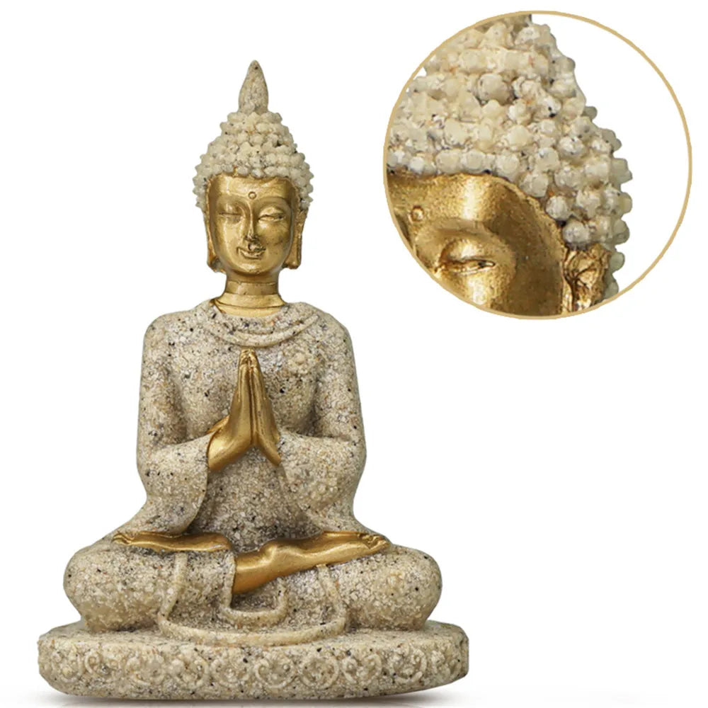 Miniature Buddha Statue Nature Sandstone Fengshui Thailand Buddha Sculpture Hindu Figurine Home Decorative Ornament