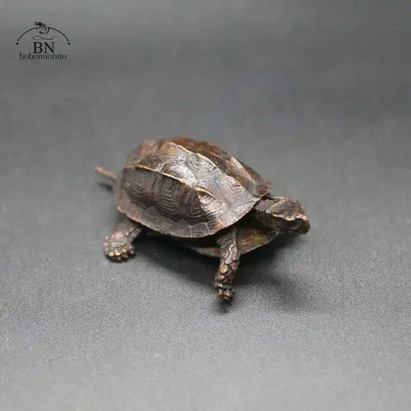 Vintage Copper Bagua Feng Shui Dragon & Turtle Statue | Antique Chinese Desk Ornament & Home Decor Craft Accessory