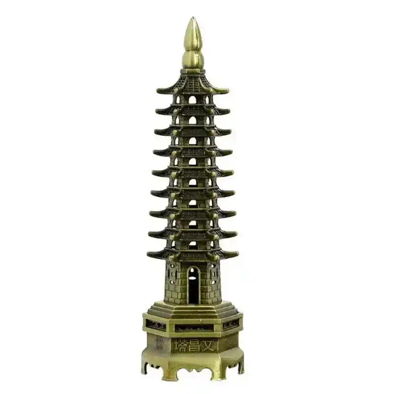 Feng Shui Wenchang Pagoda 9-Level Alloy Model Home Decoration Metal Statue BZ