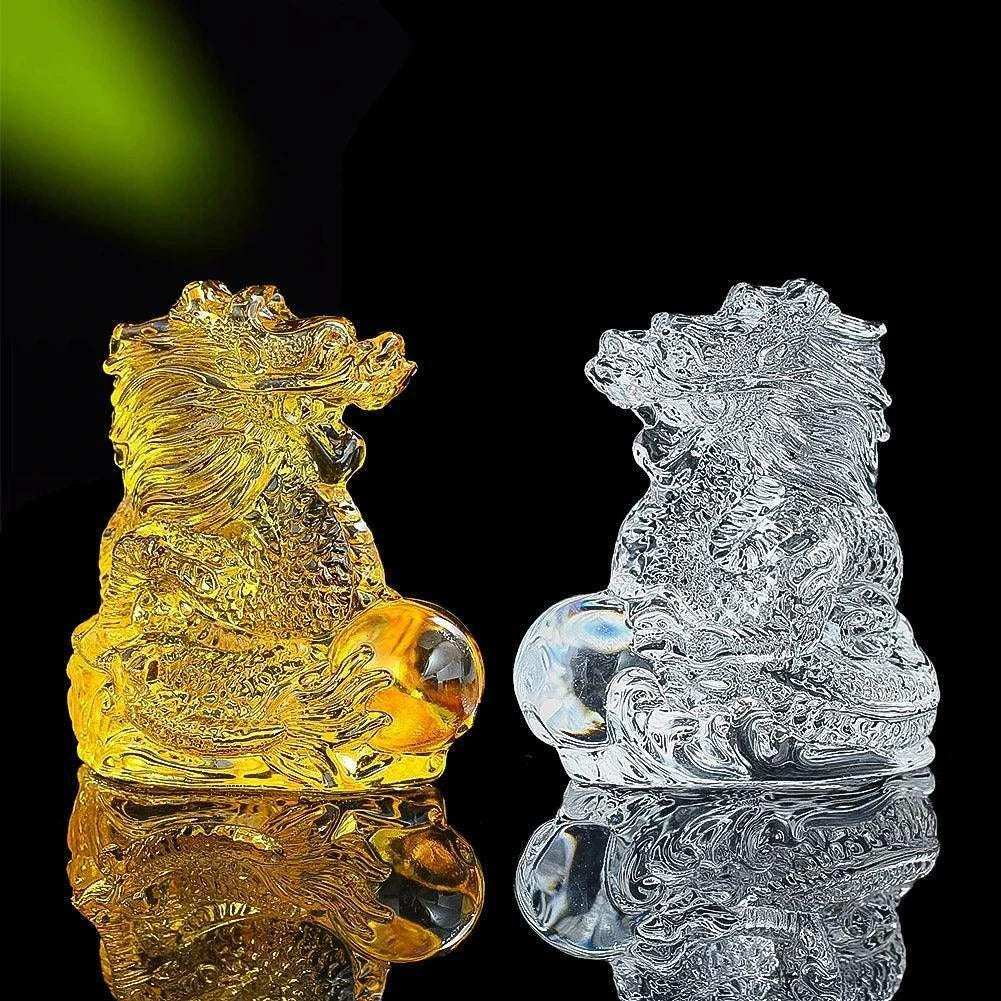 Chinese Crystal Dragon Figurine Ornaments Twelve Zodiac Loong Portraits Feng Shui Crafts Glass Art Shop Opening Gifts Room Decor