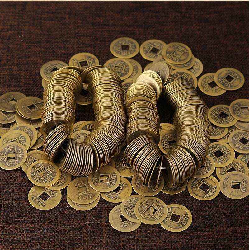 Chinese Feng Shui Copper Coins Set 150Pcs Ancient I Ching Lucky Money Antique Collectible Blessing Gift 150pcs