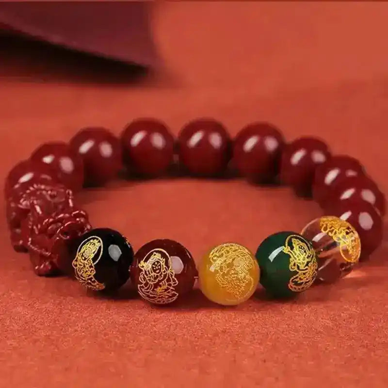 Feng Shui Pixiu Cinnabar Bracelet Lucky Charm Jewelry Auspicious Beads