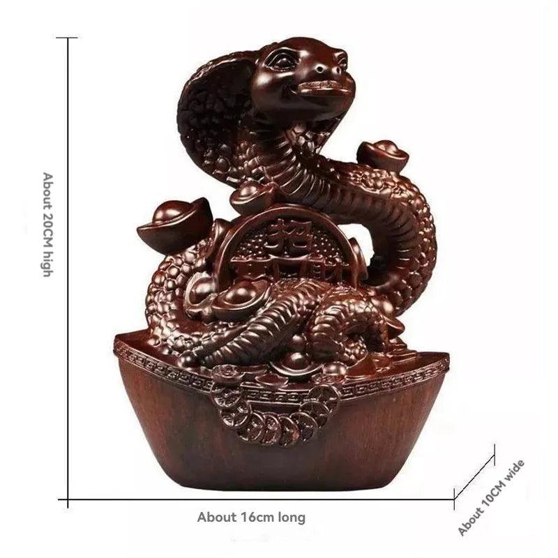 Wooden Carving Snake Doll Ornaments Chinese Feng Shui Snake Figurines 2025 Year Of The Snake Snake Sculptur Decoration Crafts